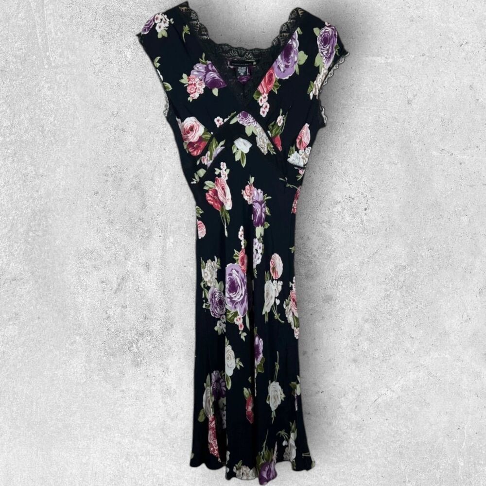 Vintage American Angel Midi Dress Floral Babydoll Lace Whimsigoth Women M Petite